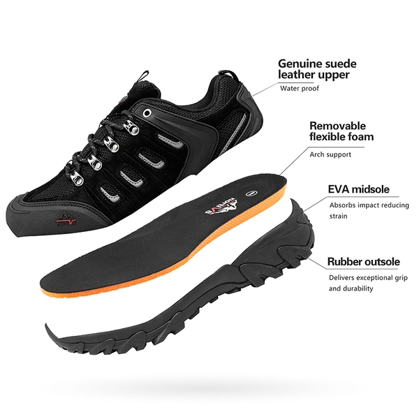 Men's Waterproof Low-Cut Hiking Shoes - BLACK GREY - 3